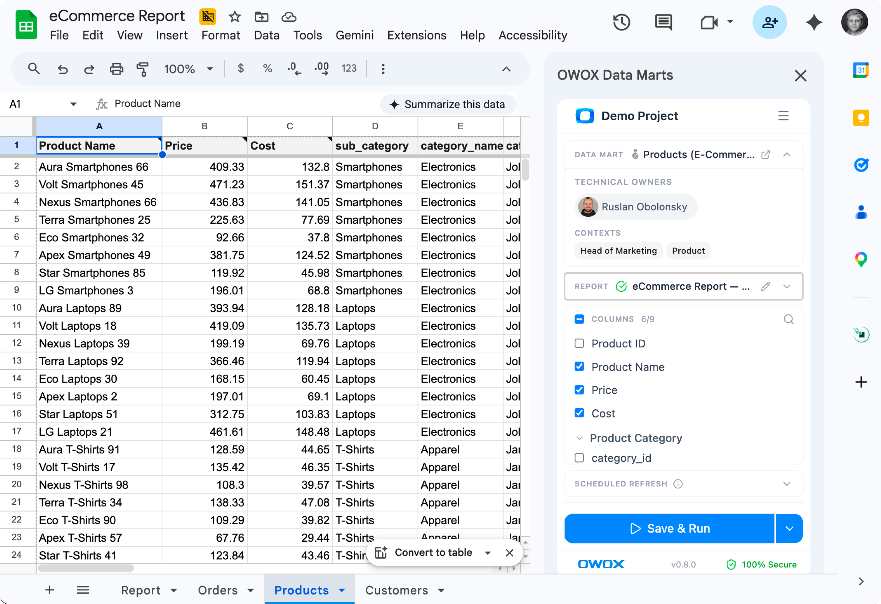 Spreadsheet Reporting